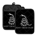 Black And White Gadsden Flag Print Pot Holders With Pocket