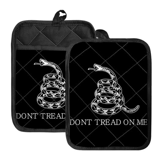 Black And White Gadsden Flag Print Pot Holders With Pocket