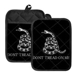 Black And White Gadsden Flag Print Pot Holders With Pocket