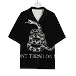 Black And White Gadsden Flag Print Rayon Hawaiian Shirt