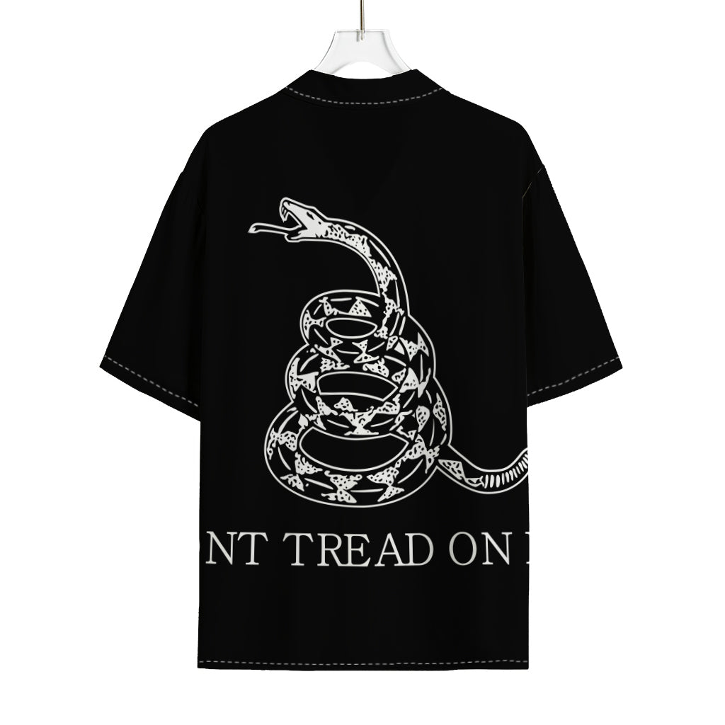 Black And White Gadsden Flag Print Rayon Hawaiian Shirt