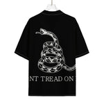 Black And White Gadsden Flag Print Rayon Hawaiian Shirt