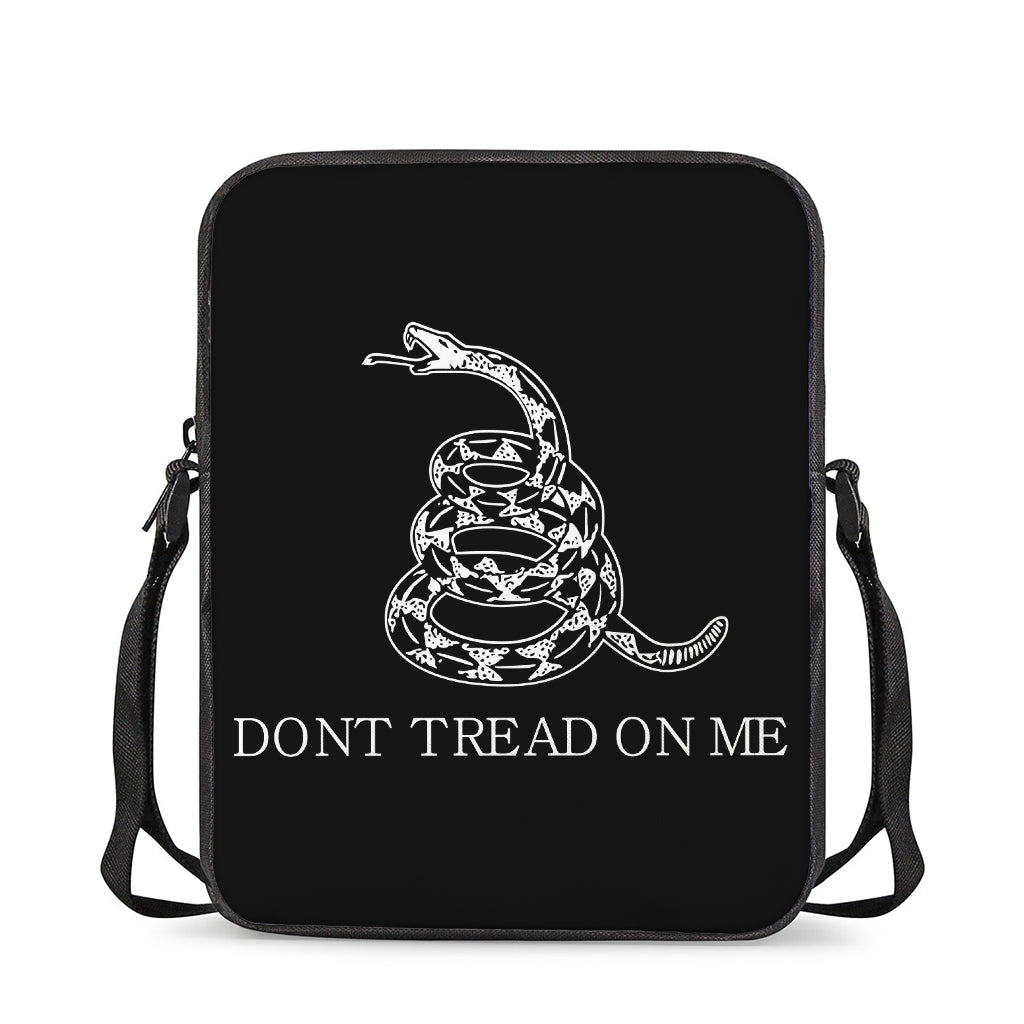Black And White Gadsden Flag Print Rectangular Crossbody Bag