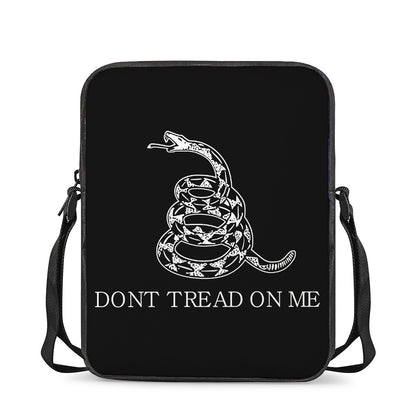 Black And White Gadsden Flag Print Rectangular Crossbody Bag