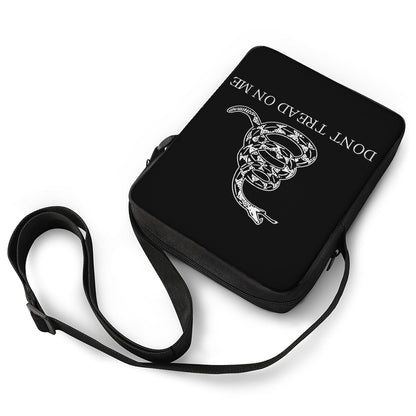 Black And White Gadsden Flag Print Rectangular Crossbody Bag