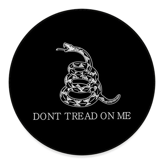 Black And White Gadsden Flag Print Round Floor Mat