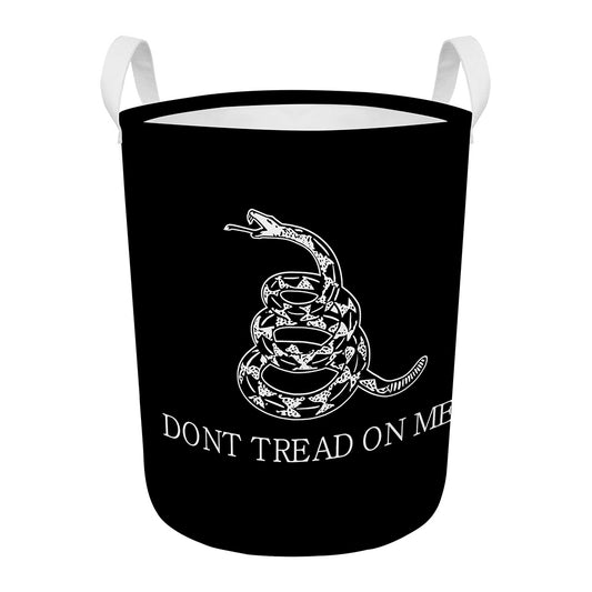 Black And White Gadsden Flag Print Round Laundry Basket