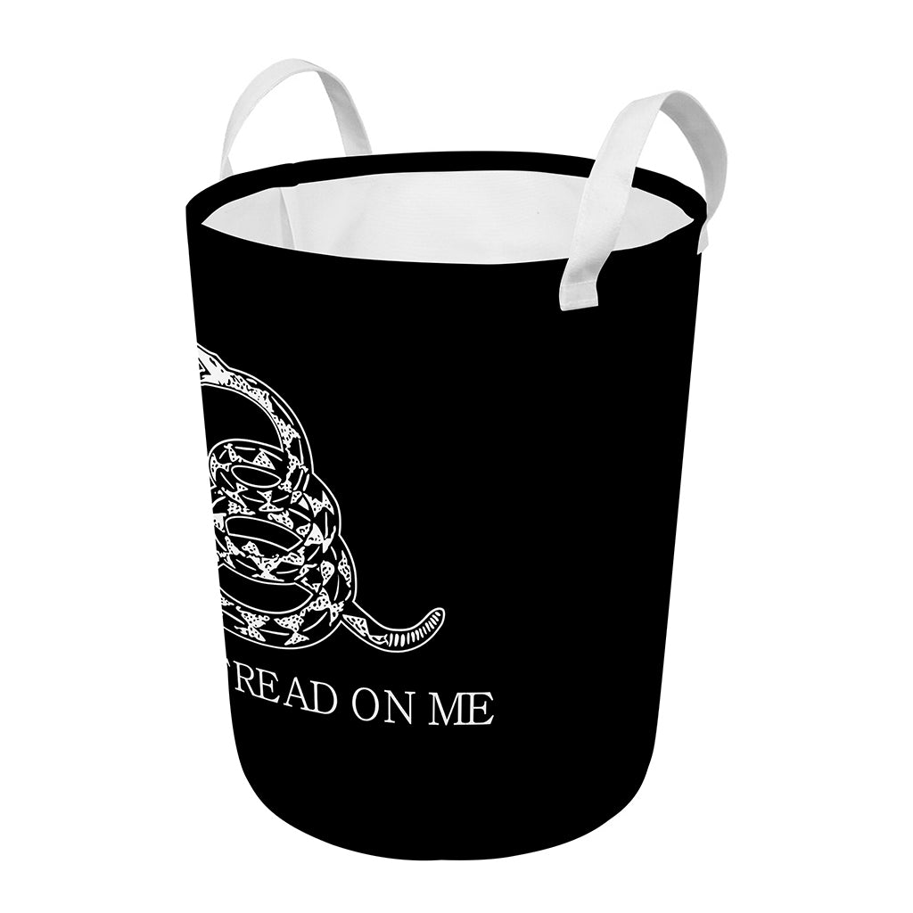 Black And White Gadsden Flag Print Round Laundry Basket