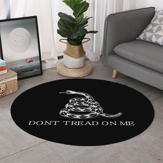 Black And White Gadsden Flag Print Round Rug