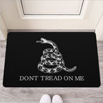 Black And White Gadsden Flag Print Rubber Doormat