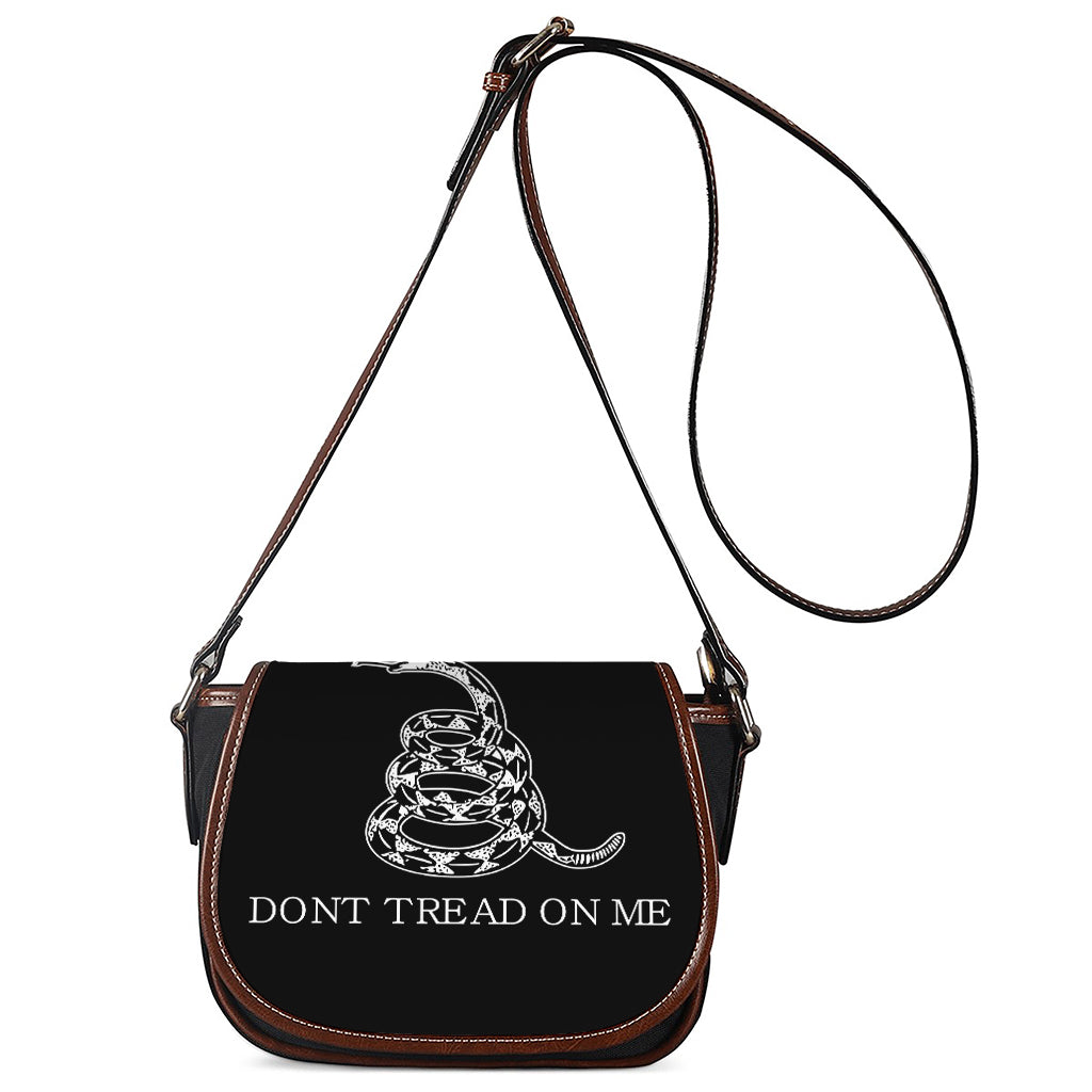 Black And White Gadsden Flag Print Saddle Bag