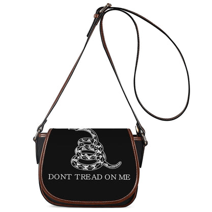 Black And White Gadsden Flag Print Saddle Bag