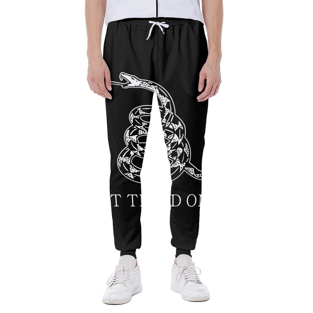 Black And White Gadsden Flag Print Scuba Joggers