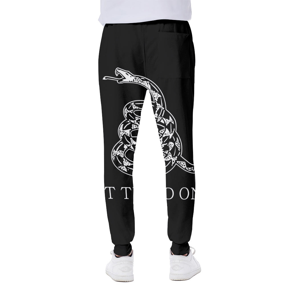 Black And White Gadsden Flag Print Scuba Joggers