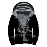 Black And White Gadsden Flag Print Sherpa Lined Zip Up Hoodie