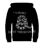 Black And White Gadsden Flag Print Sherpa Lined Zip Up Hoodie