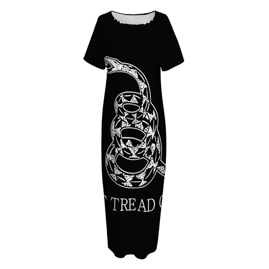 Black And White Gadsden Flag Print Short Sleeve Long Nightdress