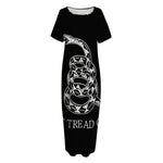 Black And White Gadsden Flag Print Short Sleeve Long Nightdress