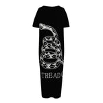 Black And White Gadsden Flag Print Short Sleeve Long Nightdress
