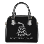 Black And White Gadsden Flag Print Shoulder Handbag