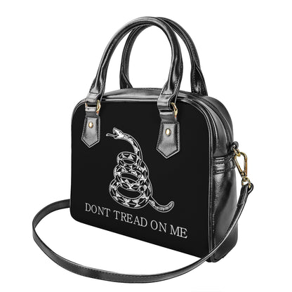 Black And White Gadsden Flag Print Shoulder Handbag
