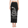 Black And White Gadsden Flag Print Side Slit Maxi Skirt