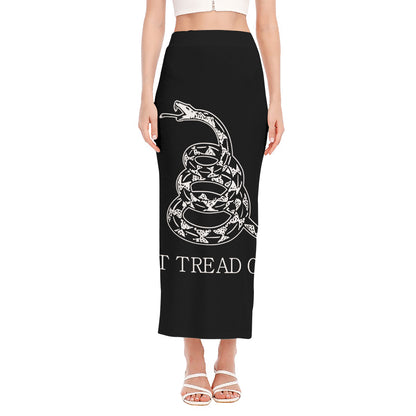 Black And White Gadsden Flag Print Side Slit Maxi Skirt