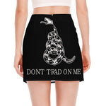Black And White Gadsden Flag Print Side Slit Mini Skirt