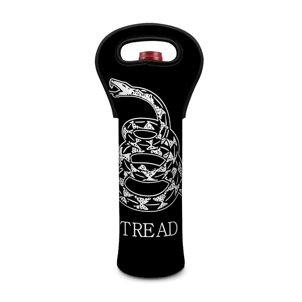 Black And White Gadsden Flag Print Single Neoprene Wine Tote