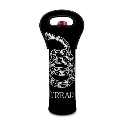 Black And White Gadsden Flag Print Single Neoprene Wine Tote