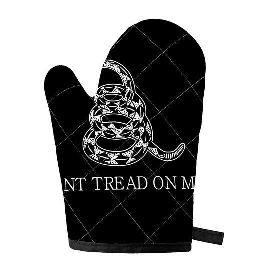 Black And White Gadsden Flag Print Single Oven Mitt