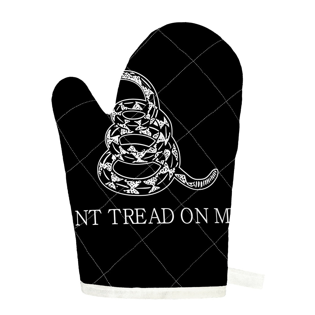 Black And White Gadsden Flag Print Single Oven Mitt