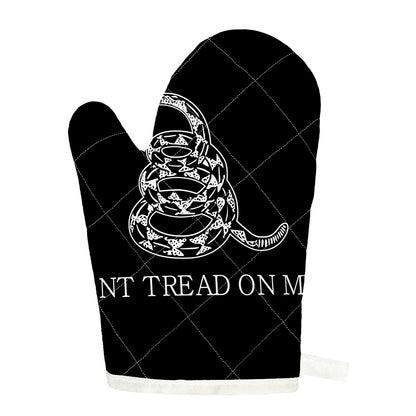 Black And White Gadsden Flag Print Single Oven Mitt
