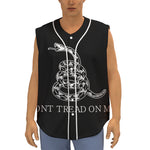 Black And White Gadsden Flag Print Sleeveless Baseball Jersey