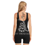 Black And White Gadsden Flag Print Sleeveless One Piece Swimsuit