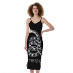 Black And White Gadsden Flag Print Slim Fit Midi Cami Dress