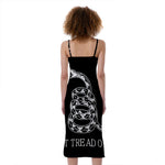 Black And White Gadsden Flag Print Slim Fit Midi Cami Dress