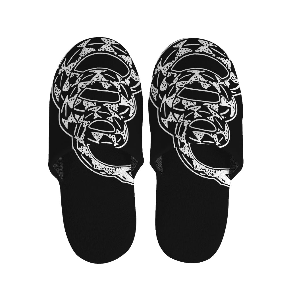 Black And White Gadsden Flag Print Slippers