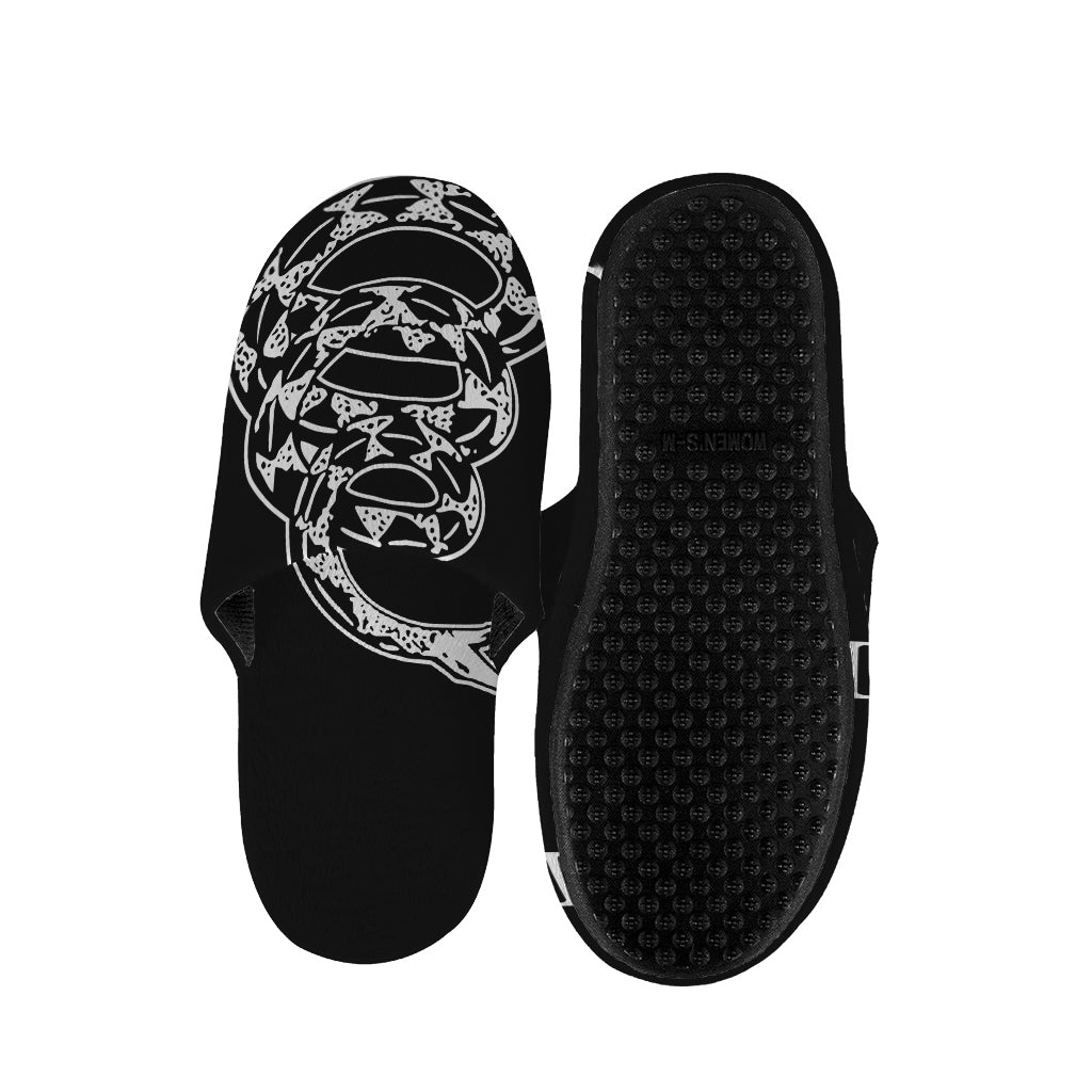 Black And White Gadsden Flag Print Slippers