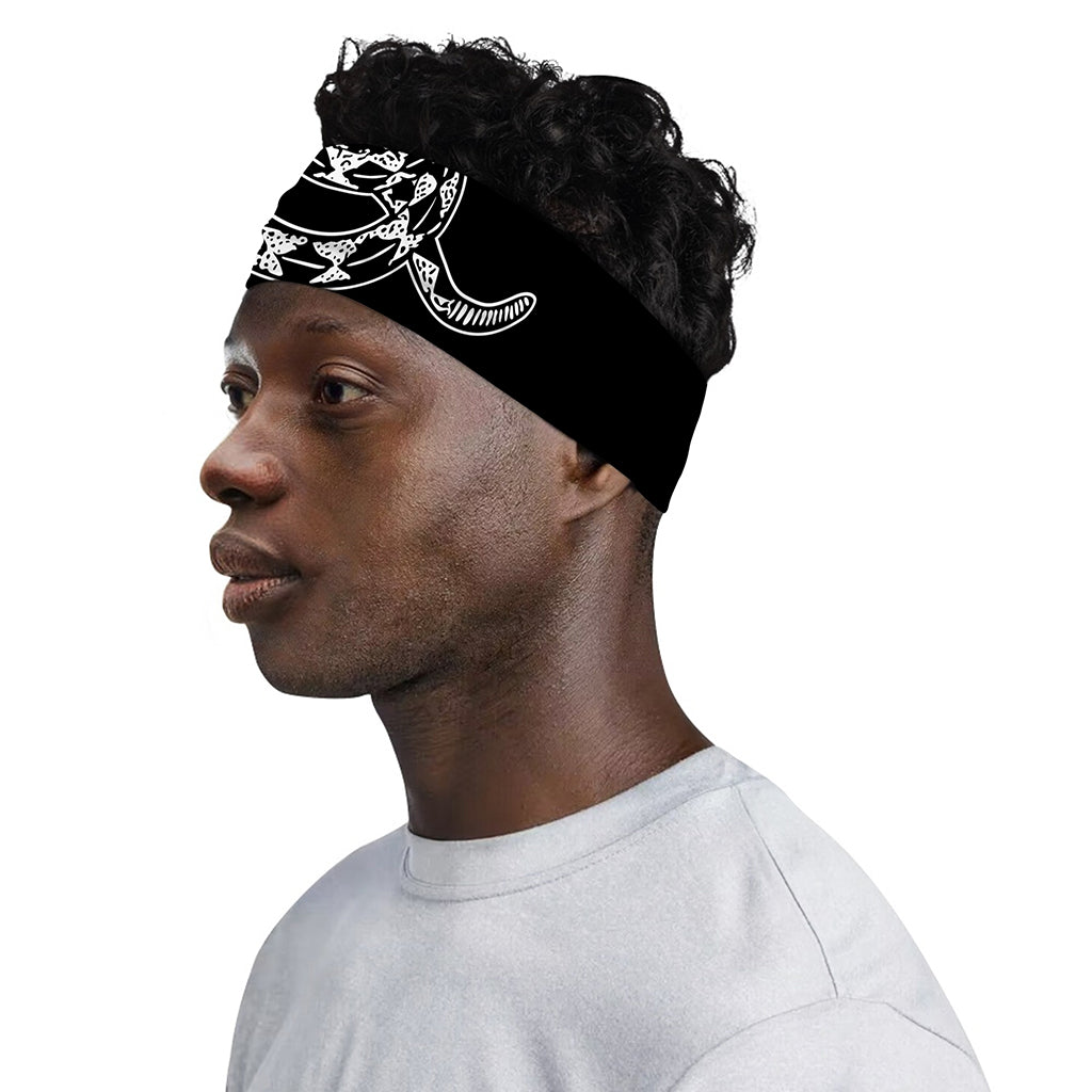 Black And White Gadsden Flag Print Sports Headband