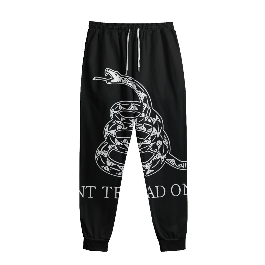Black And White Gadsden Flag Print Sweatpants