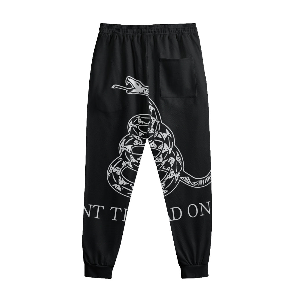 Black And White Gadsden Flag Print Sweatpants