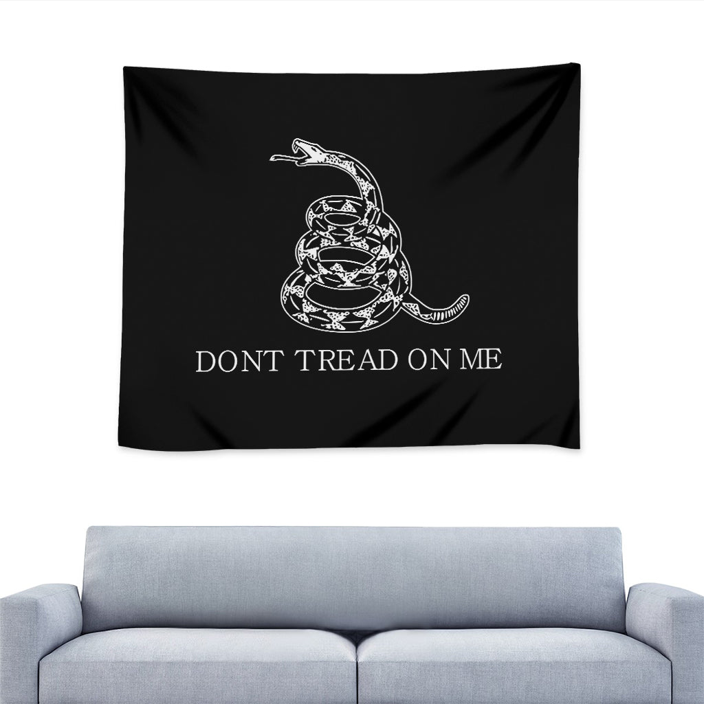 Black And White Gadsden Flag Print Tapestry