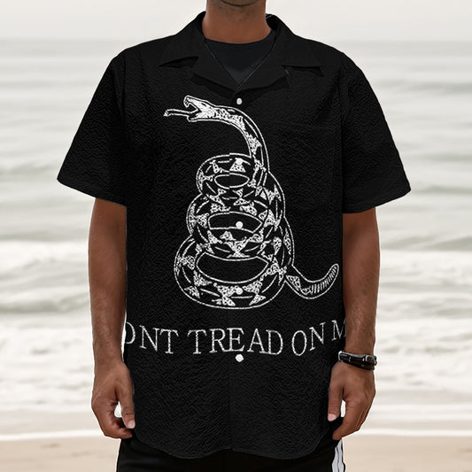 Black And White Gadsden Flag Print Textured Short Sleeve Shirt