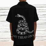 Black And White Gadsden Flag Print Textured Short Sleeve Shirt