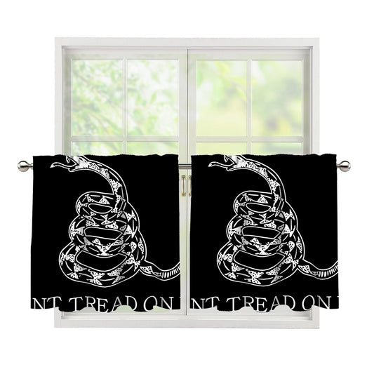 Black And White Gadsden Flag Print Tier Curtains