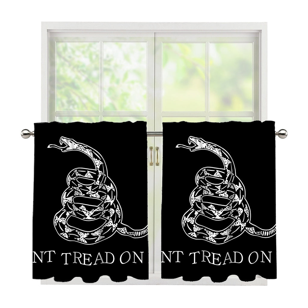 Black And White Gadsden Flag Print Tier Curtains