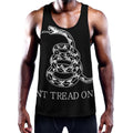 Black And White Gadsden Flag Print Men's Workout Tank Top