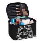 Black And White Gadsden Flag Print Travel Makeup Bag