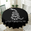 Black And White Gadsden Flag Print Waterproof Round Tablecloth